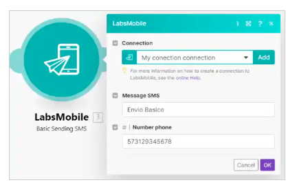App SMS Make-Integromat LabsMobile